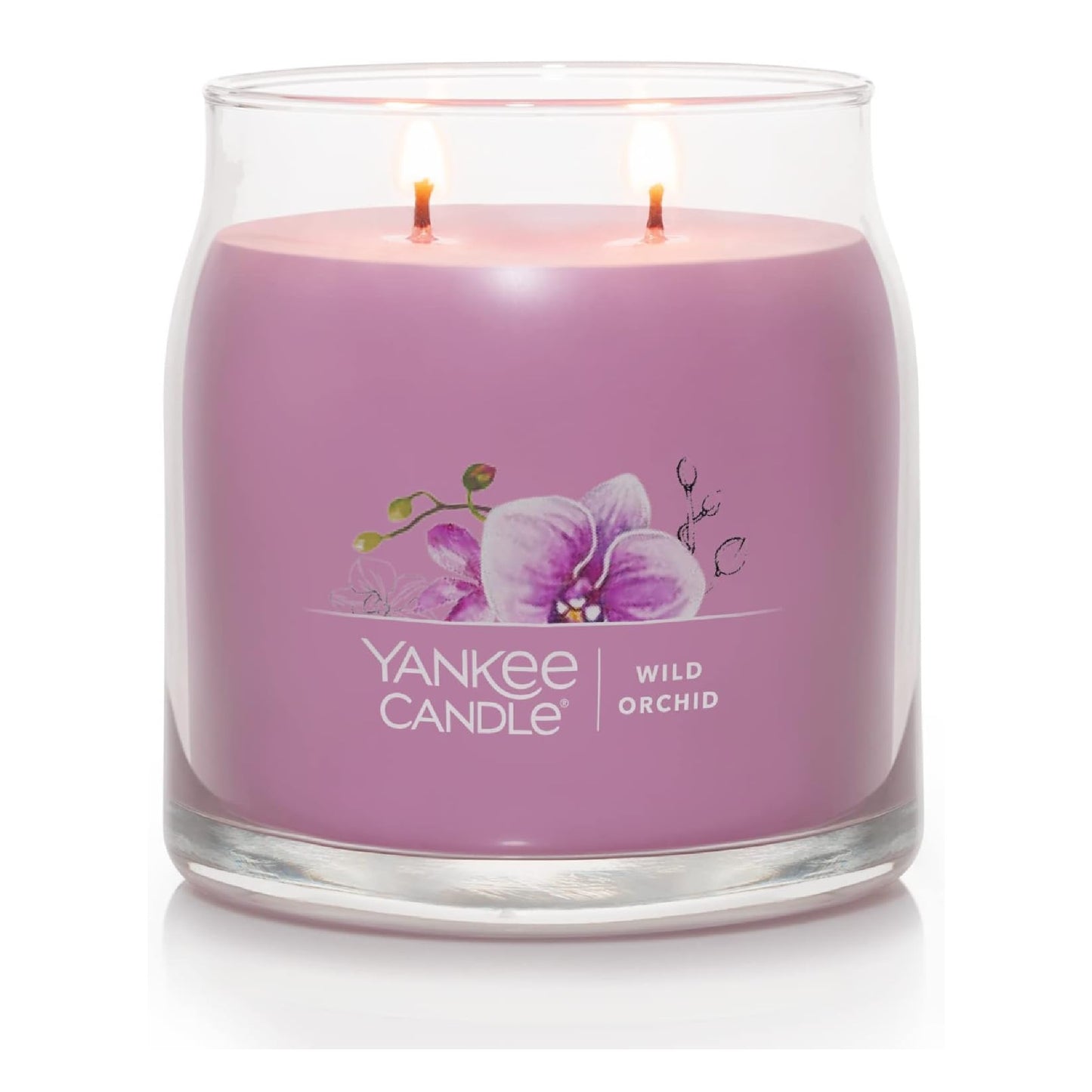 Yankee Candle Wild Orchid Scented, Signature 13oz Medium Jar 2-Wick Candle, Over 35 Hours of Burn Time