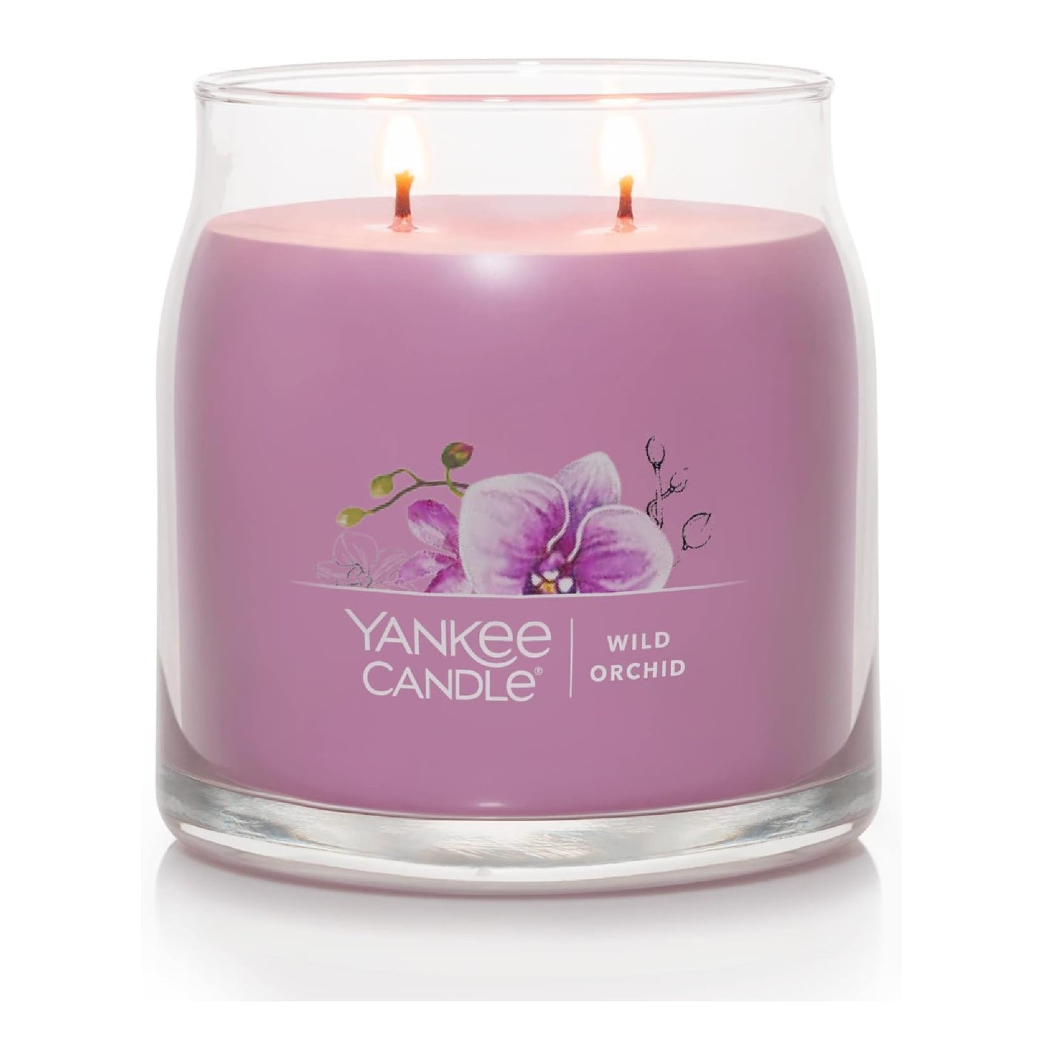 Yankee Candle Wild Orchid Scented, Signature 13oz Medium Jar 2-Wick Candle, Over 35 Hours of Burn Time