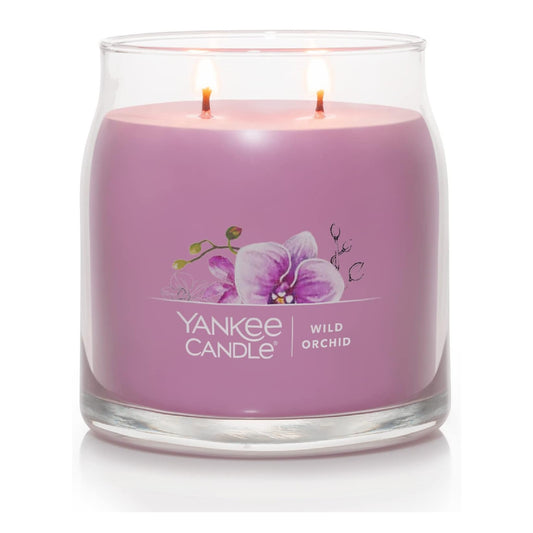 Yankee Candle Wild Orchid Scented, Signature 13oz Medium Jar 2-Wick Candle, Over 35 Hours of Burn Time