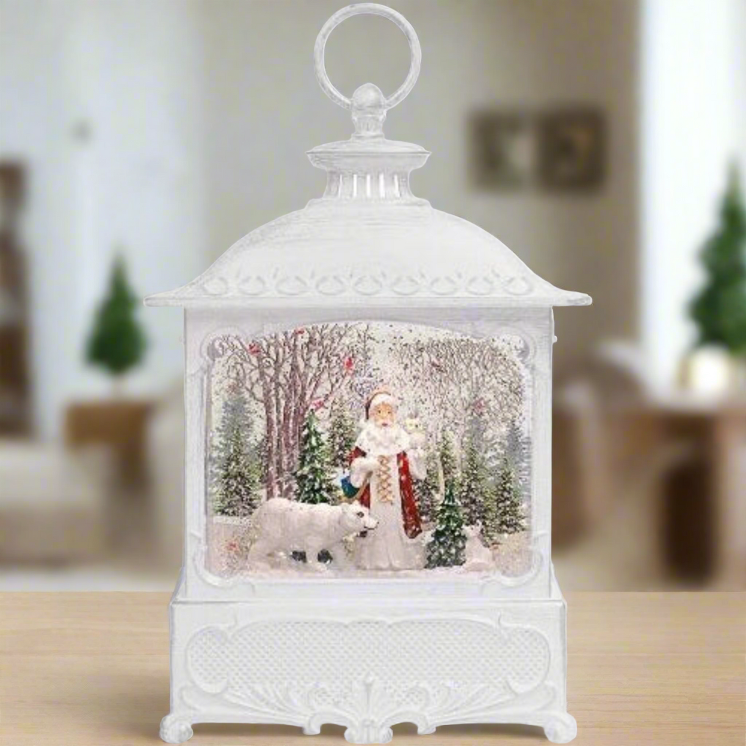 Roman Led Swirl Santa with Bear Lantern