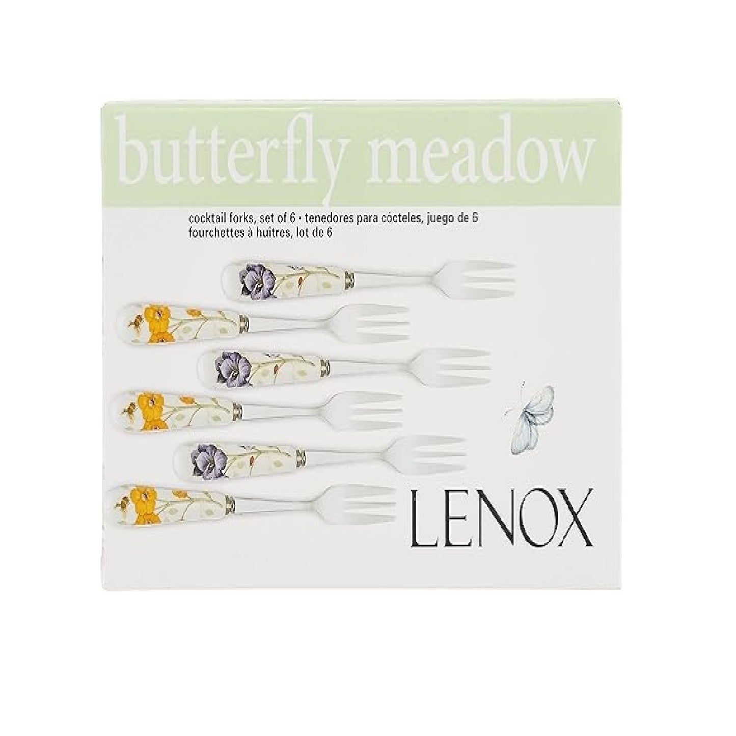 Butterfly Meadow Set of 6 Cocktail Forks, By Lenox