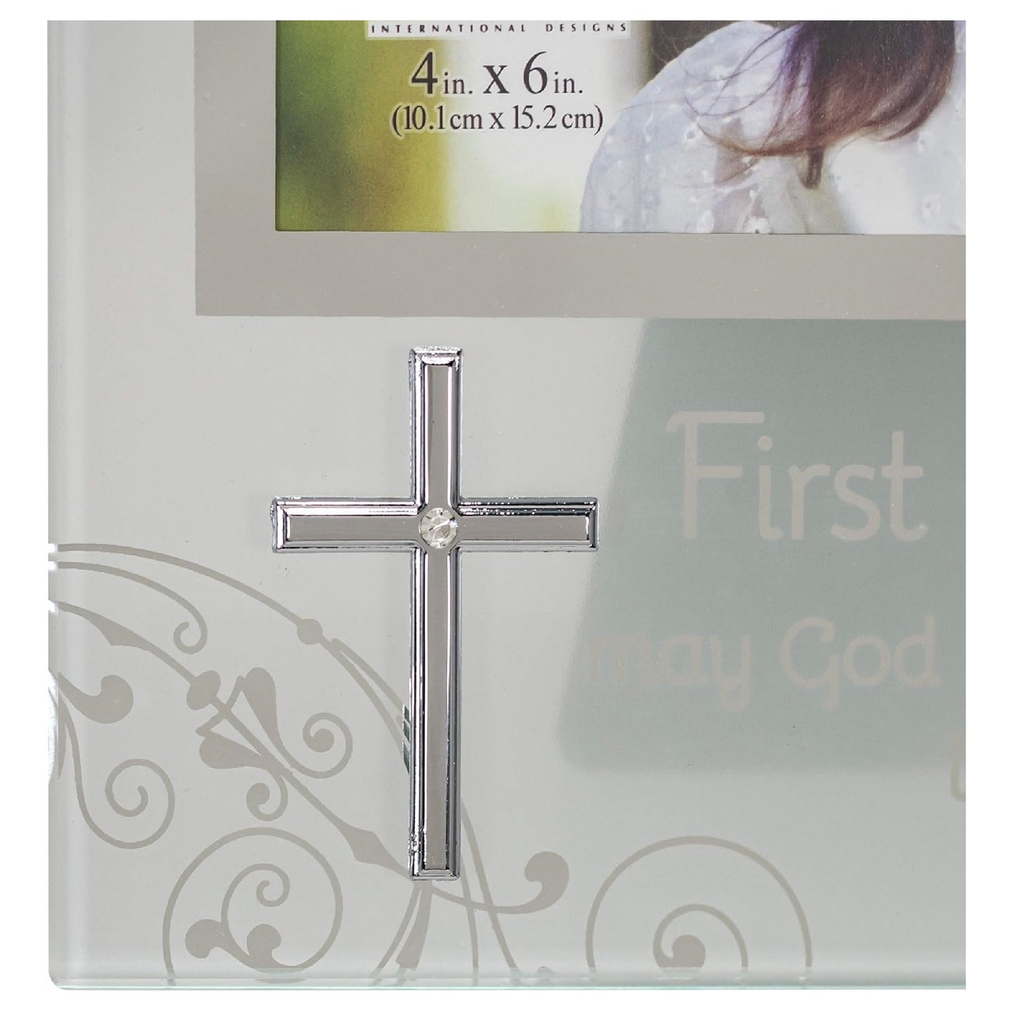 Malden First Communion 4x6 Mirrored and Frosted Glass Horizontal Picture Frame