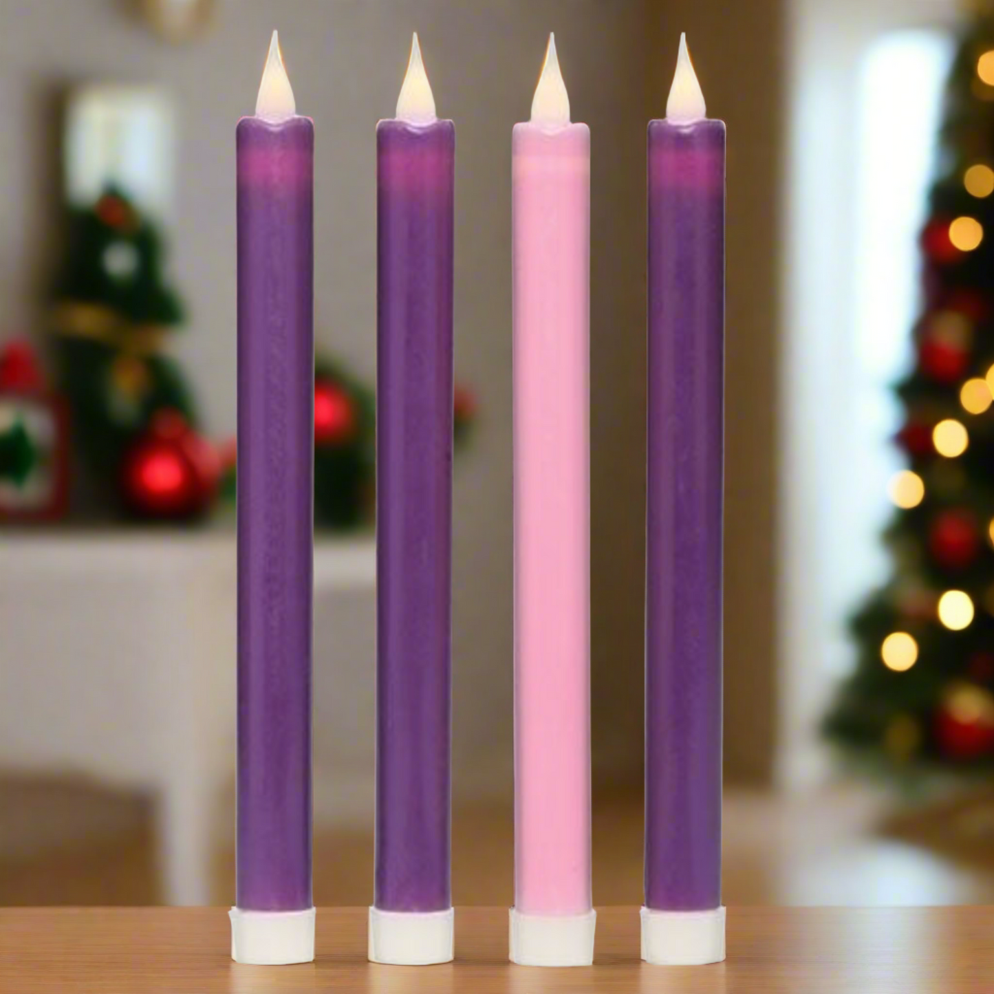 Roman LED 4 piece Advent 9" Christmas Taper Candle Set - 3D Motion