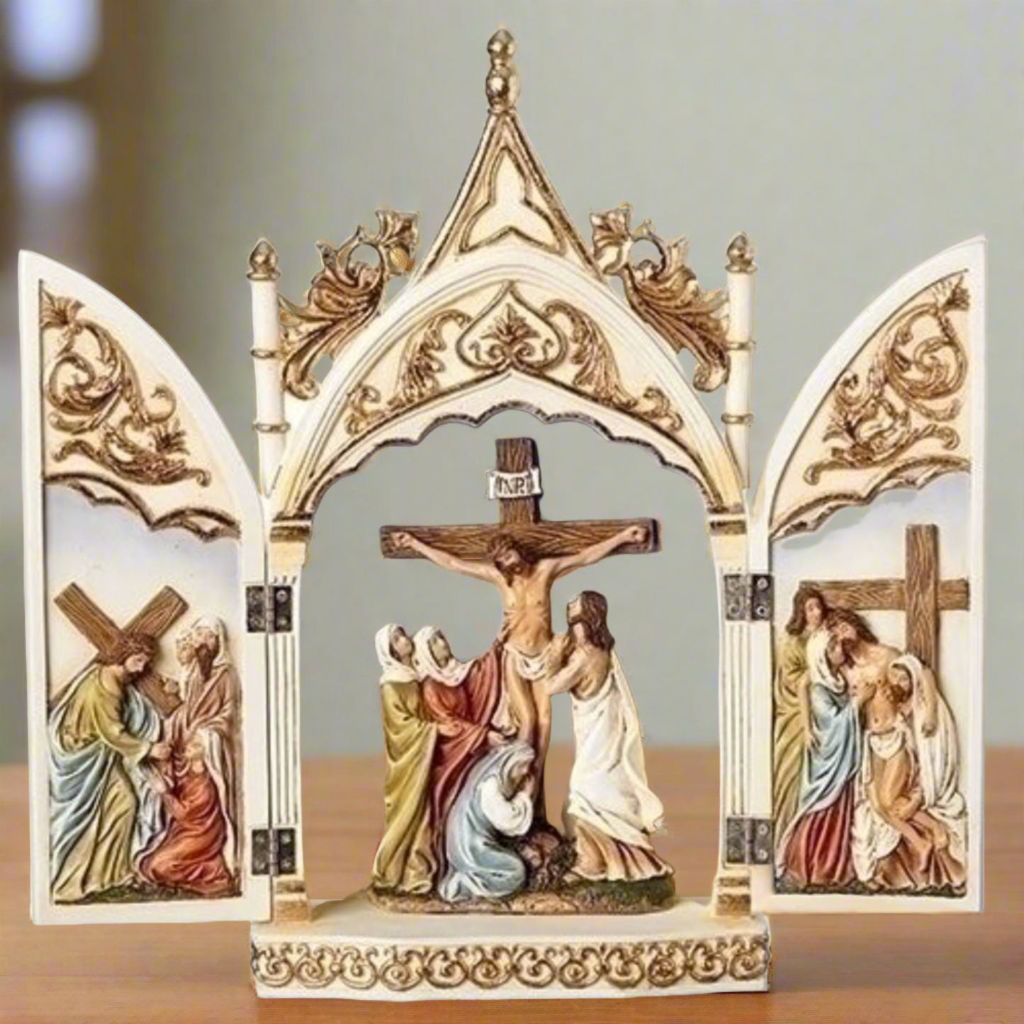 Roman Crucifix Triptych Scene