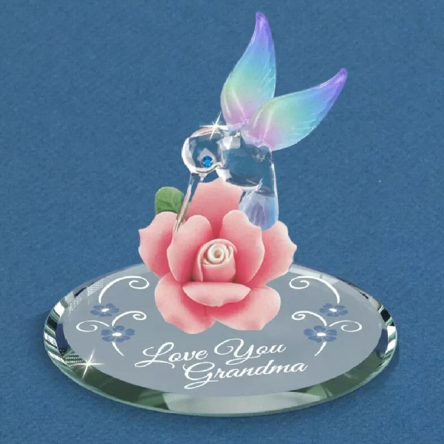 Glass Baron Hummingbird, "I Love You Grandma" Figure