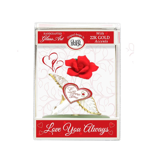 Keepsake Box "I Love You Always" Red Rose by Glass Baron