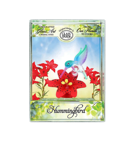 Keepsake Box Red Lily Hummingbird by Glass Baron