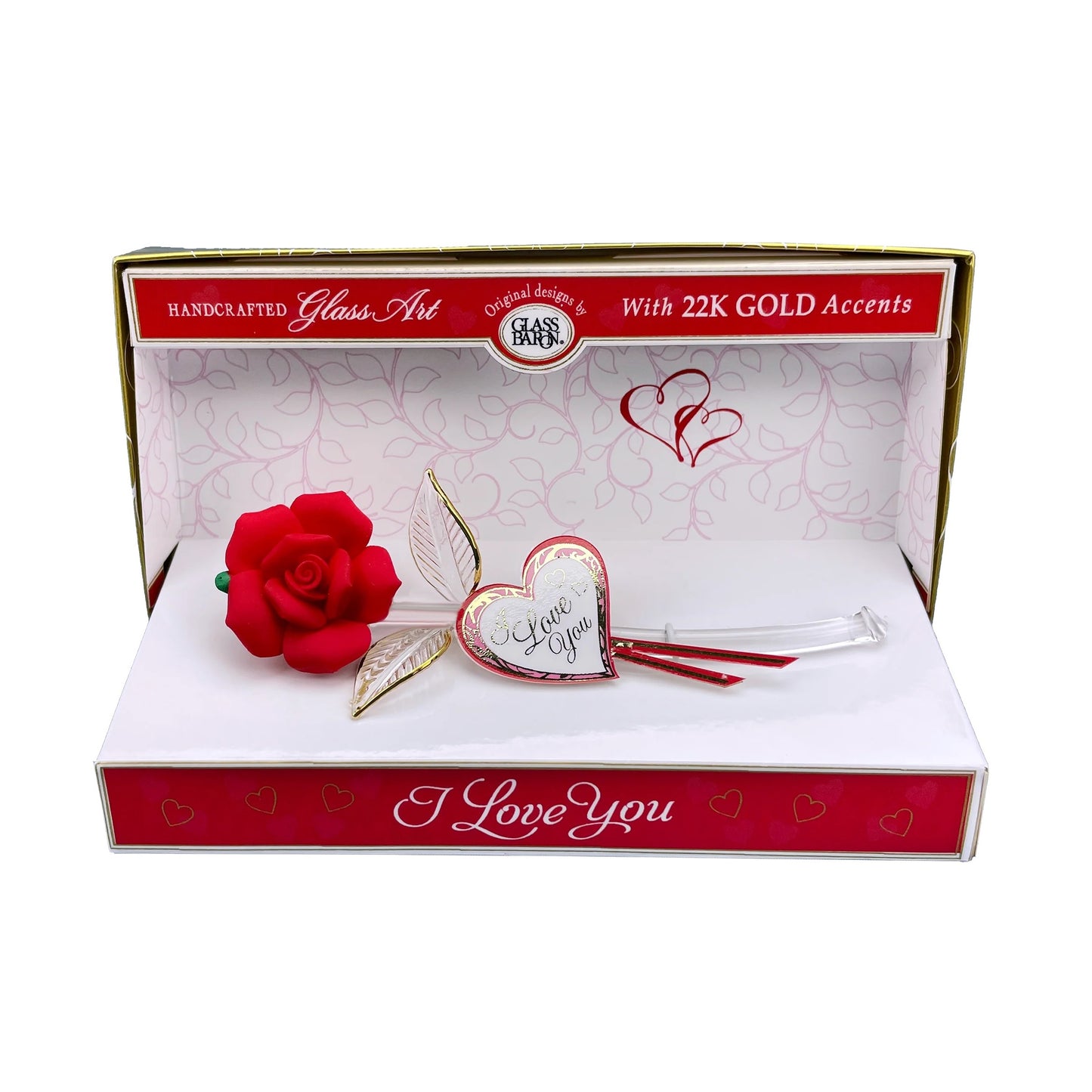 Keepsake Box Red Rose, I Love You by Glass Baron