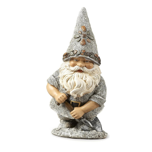 Pebble Gnome with Shovel Statue