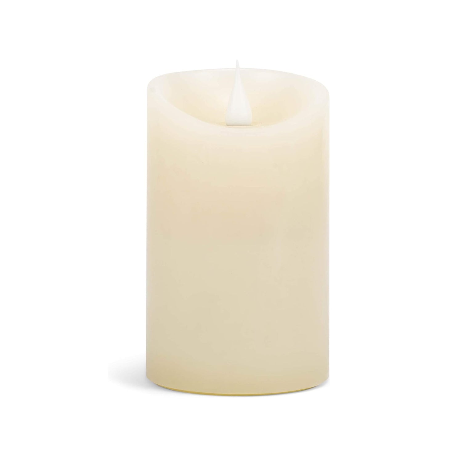 Roman Flameless LED Candle 5"H Ivory Smooth Pillar Outdoor Pillar 3-D Motion