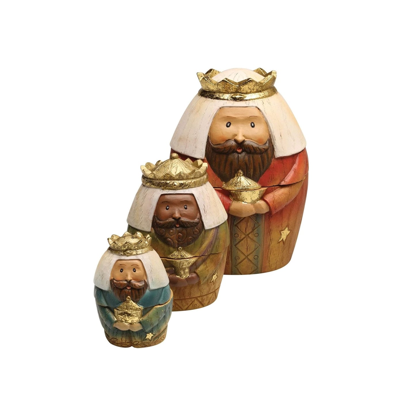 Roman Holy Family Three Kings and Shepherd Christmas Nativity Nesting Dolls Set of 9