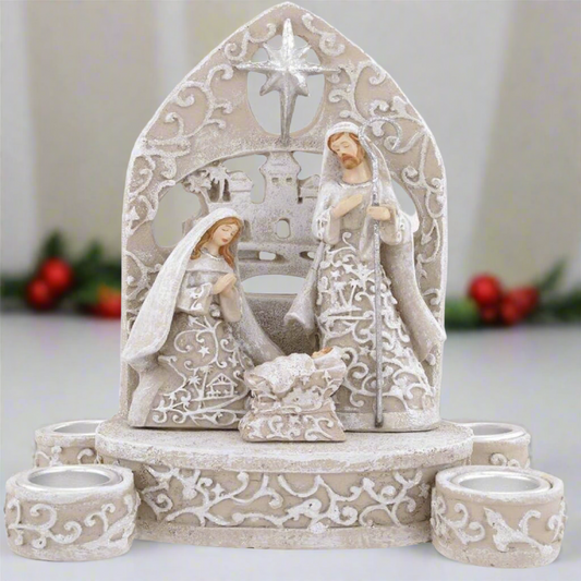 Roman Holy Family Advent Candle Holder (candles not included)