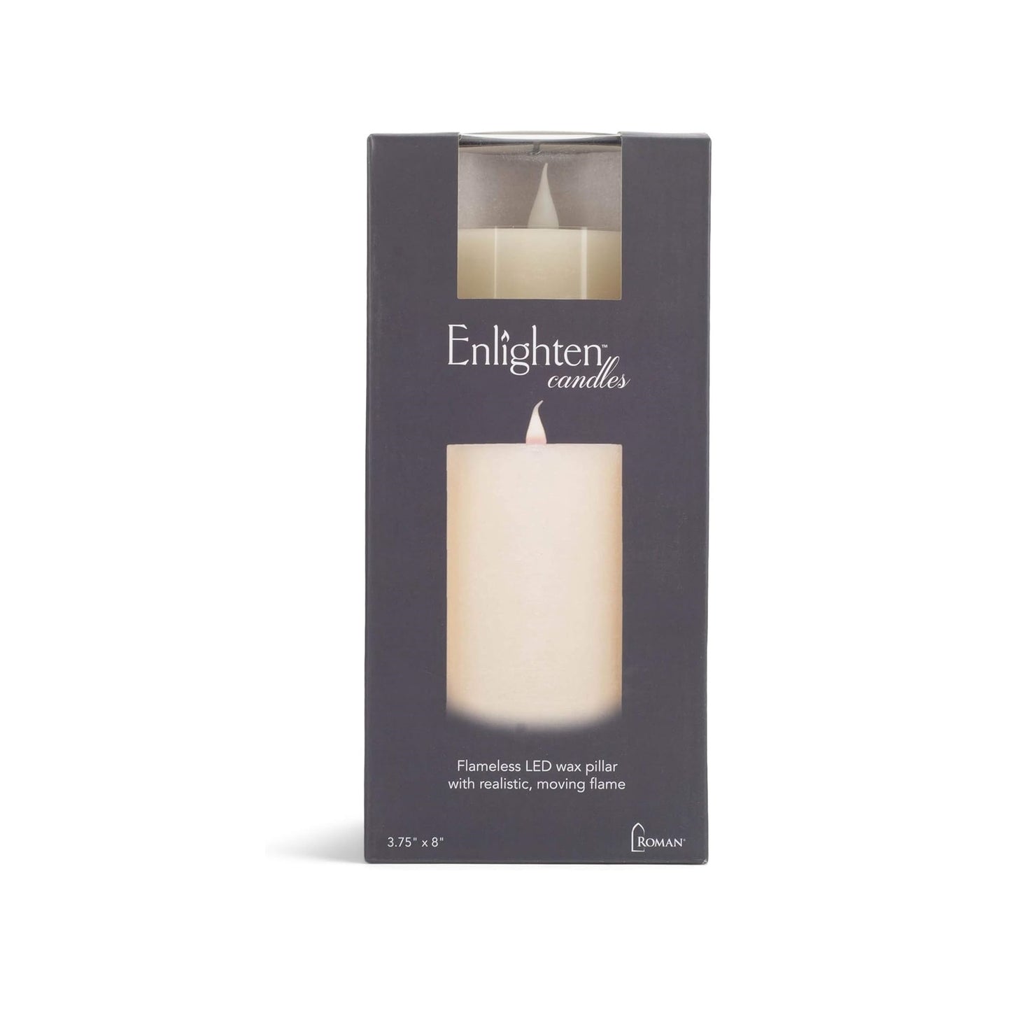 Roman Flameless LED Candle 8"H Ivory Rustic Outdoor Pillar 3-D Motion