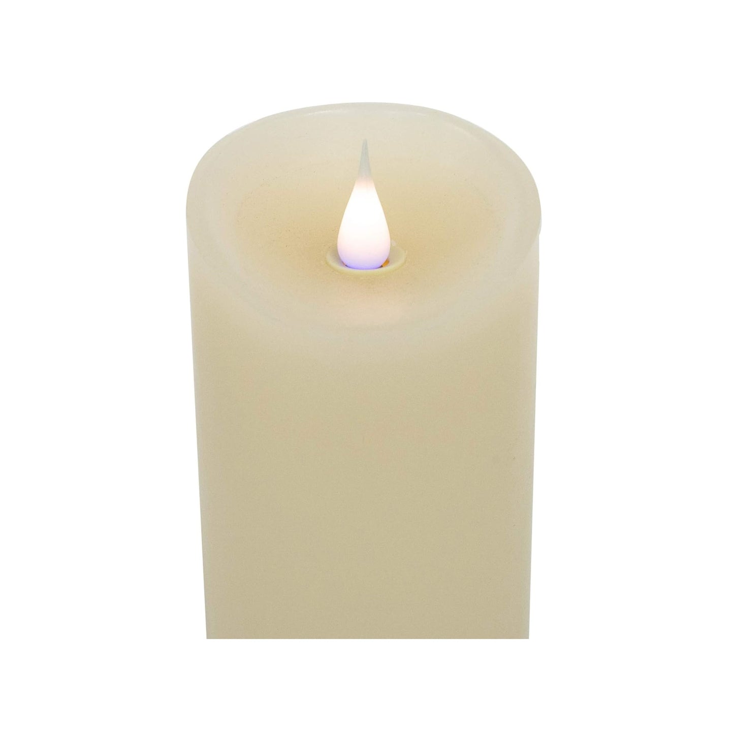 Roman Flameless LED Candle 7"H Ivory Smooth Outdoor Pillar 3-D Motion