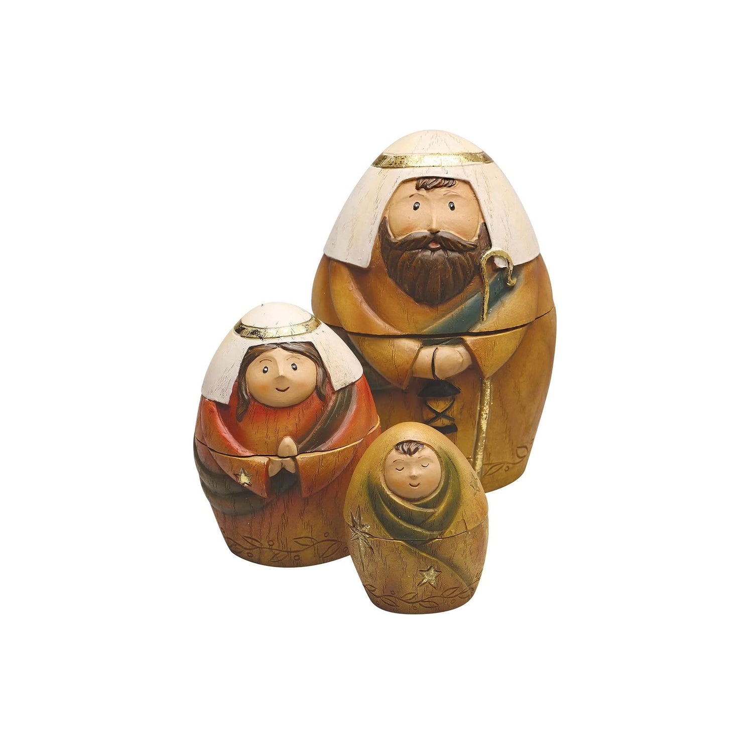 Roman Holy Family Three Kings and Shepherd Christmas Nativity Nesting Dolls Set of 9