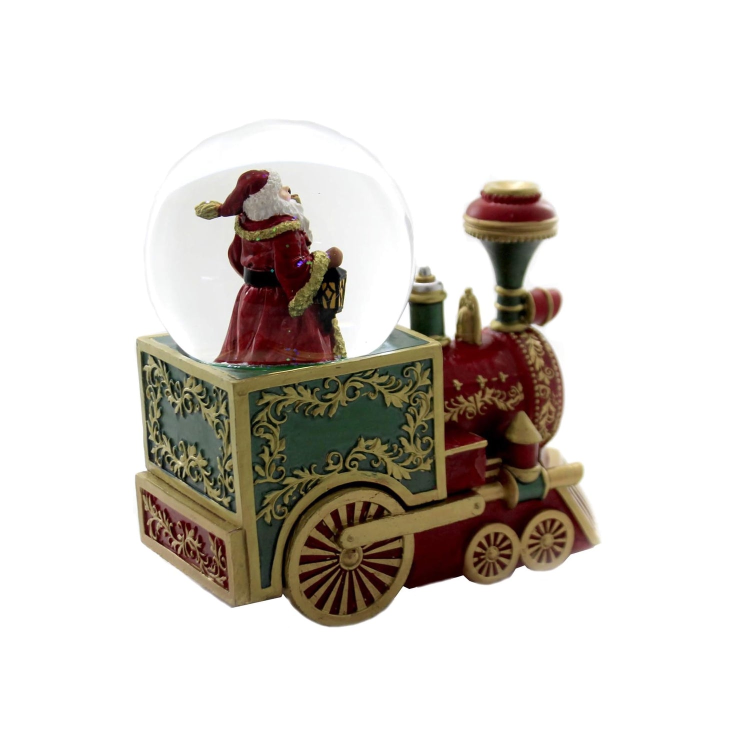 Roman Musical Santa Red Train with Faberge Detail Glitterdome