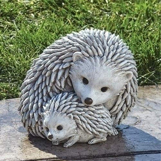 Roman Hedgehog and Baby Garden Statue