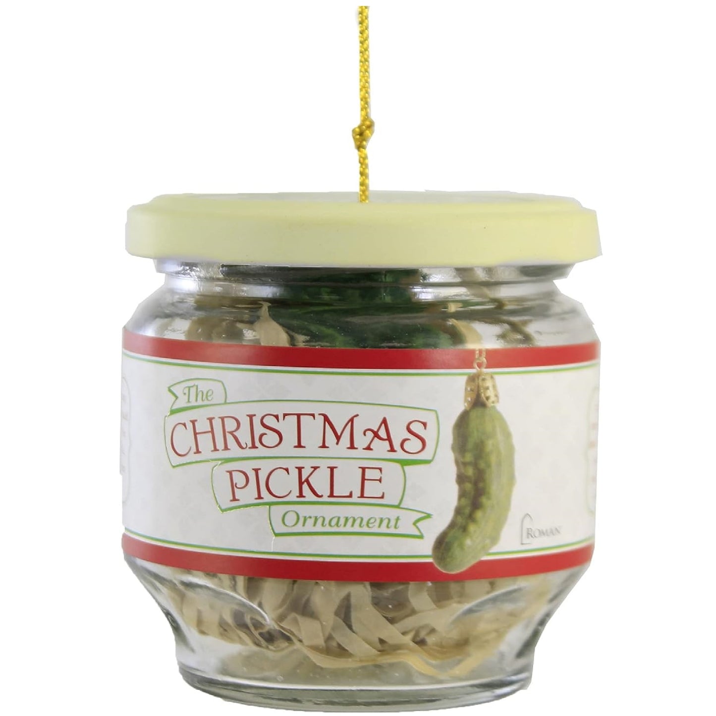 Roman Holiday Traditions Christmas Pickle Ornament in a Glass Jar Set