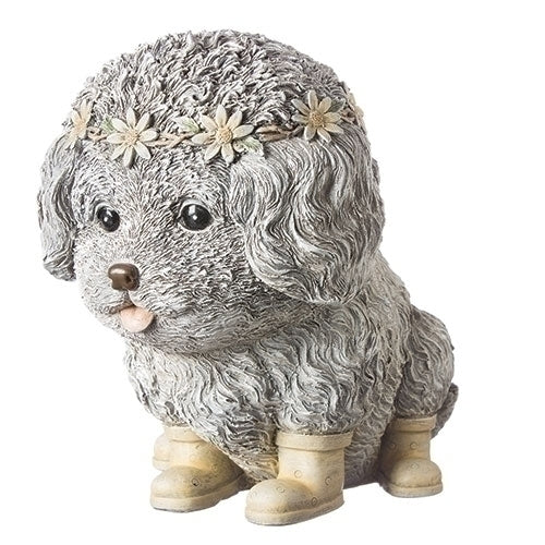 Roman Pudgy Pal Dog in Rain Boots Garden Statue