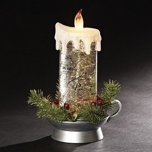 Roman LED Swirl Candle with Pine Wreath