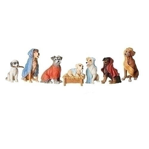 Canine Creche Dog Nativity Scene Decoration, 7 Piece Set by Roman