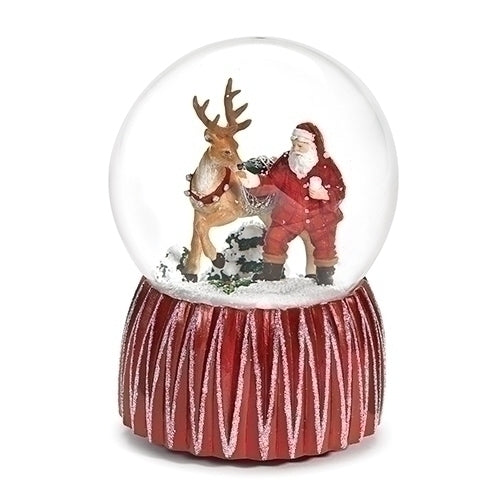santa reindeer snow globe roman glitterdome