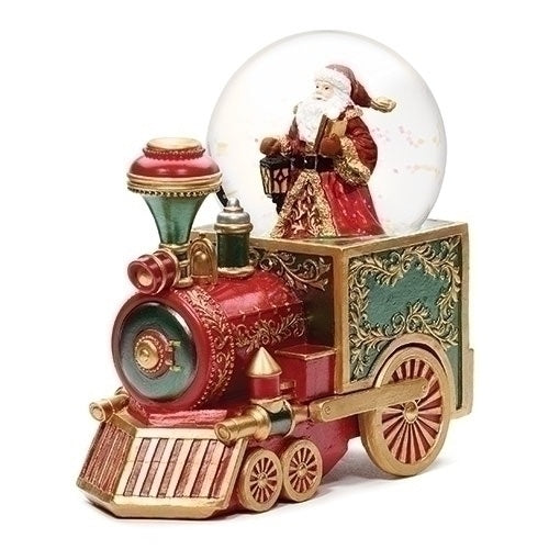 Roman Musical Santa Red Train with Faberge Detail Glitterdome
