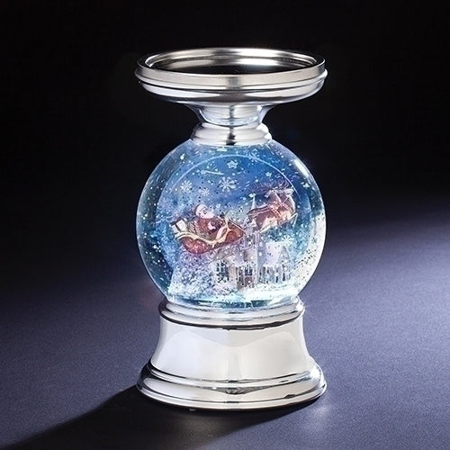 Roman LED  Swirl Santa Pedestal Snow globe