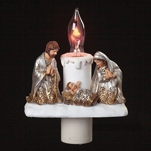 Roman Holy Family Gold and Silver Swirl Night Light