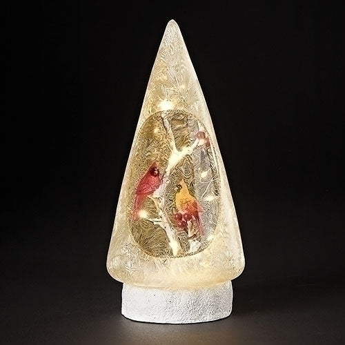Arbre en verre LED romain avec houx et cardinal