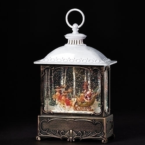 Roman Santa Sleigh Led Swirl Lantern With Printed Art