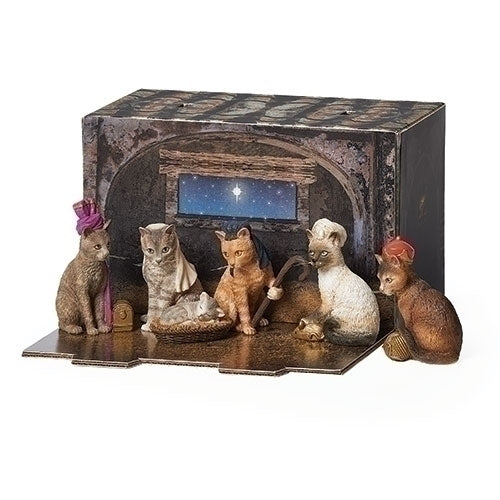 Cat Pageant Creche Printed Box "Purfect Pageant" by Roman
