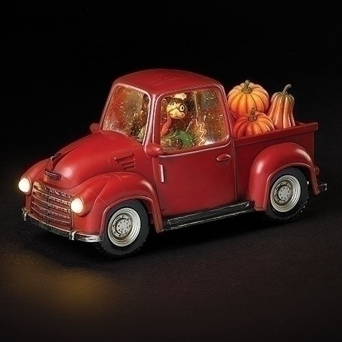 6"H LED Swirl Pilgrim Turkey Truck With Pumpkins