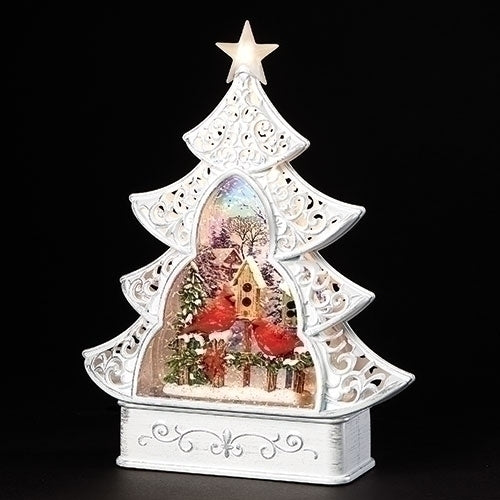 Roman Christmas Tree Cardinal Printed Scene LED Swirl Dome