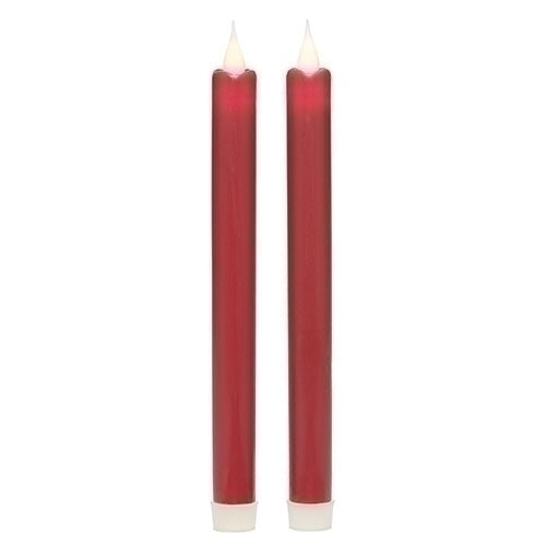 Roman Flameless LED Wax Taper Candles 9"H Red 3-D Motion