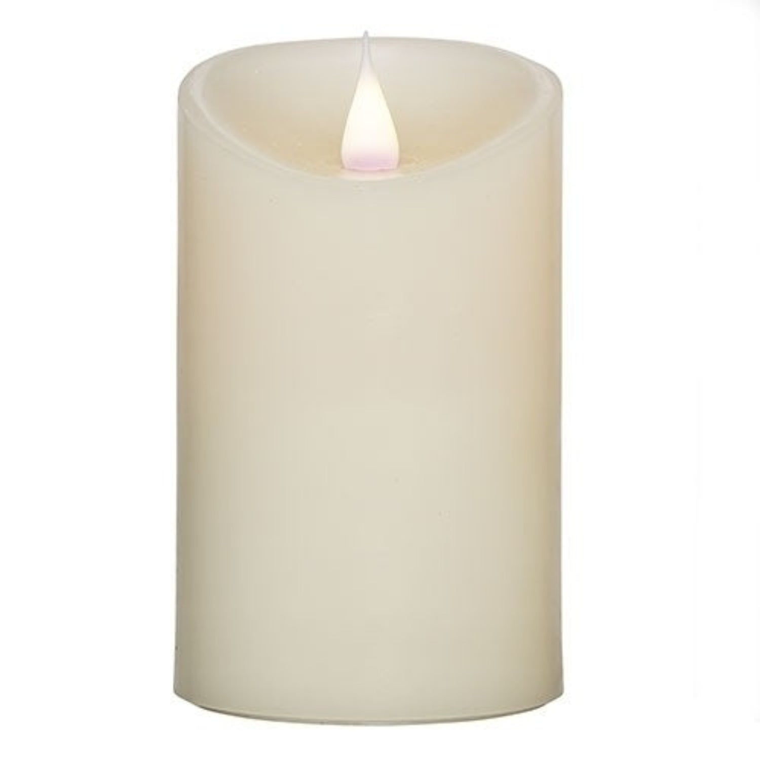 Roman Flameless LED Candle 5"H Ivory Smooth Pillar Outdoor Pillar 3-D Motion