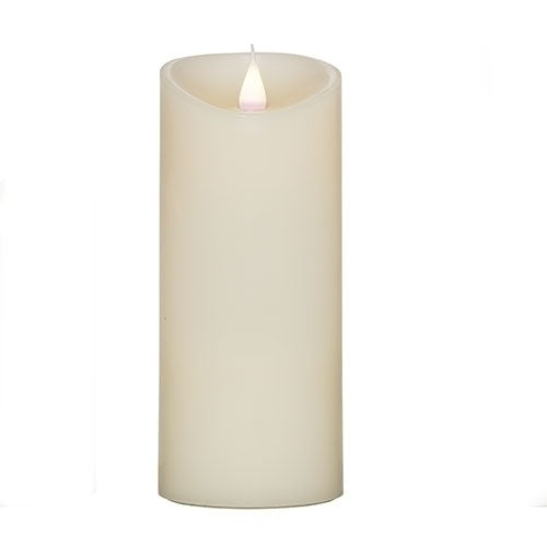 Roman Flameless LED Candle 7"H Ivory Smooth Outdoor Pillar 3-D Motion