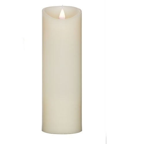 Roman Flameless LED Candle 9"H Ivory Smooth Pillar Outdoor 3-D Motion