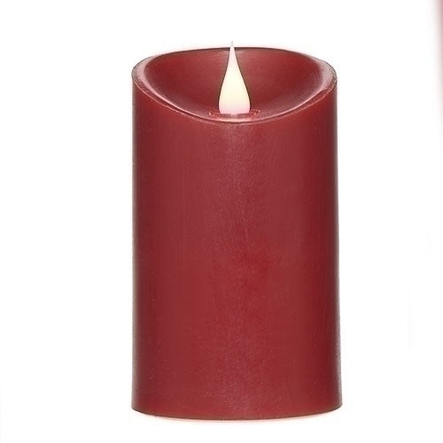 Roman Flameless LED Candle 5"H Red Smooth Pillar Outdoor 3-D Motion