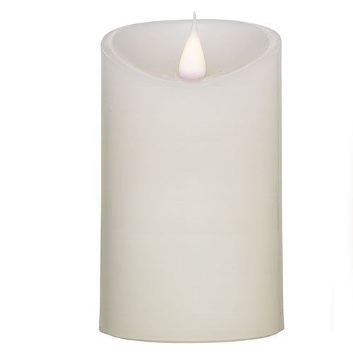 Roman Flameless LED Candle 5"H White Smooth Pillar Outdoor 3-D Motion