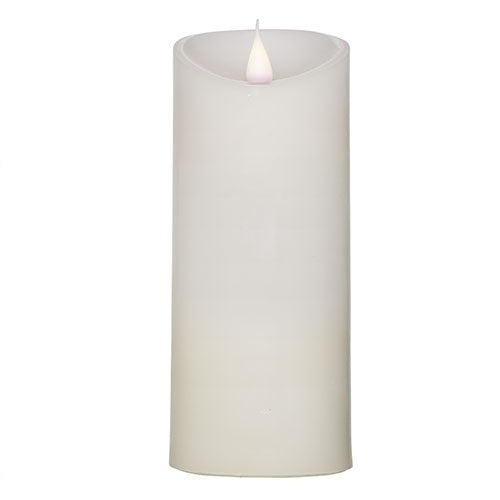 Roman Flameless LED Candle 7"H White Smooth Pillar Outdoor 3-D Motion