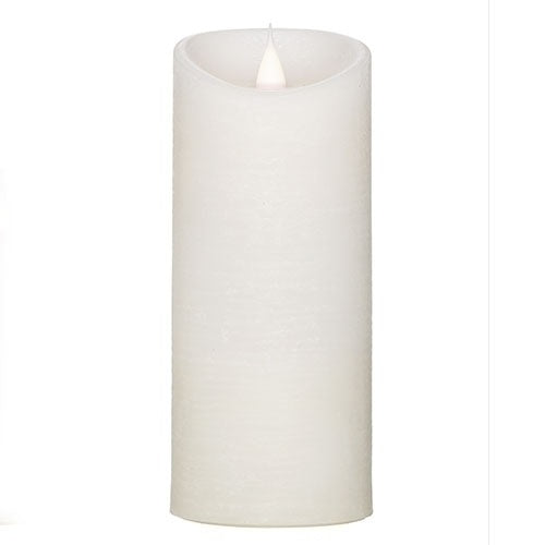 Roman Flameless LED Candle 7"H White Rustic Pillar Outdoor 3-D Motion