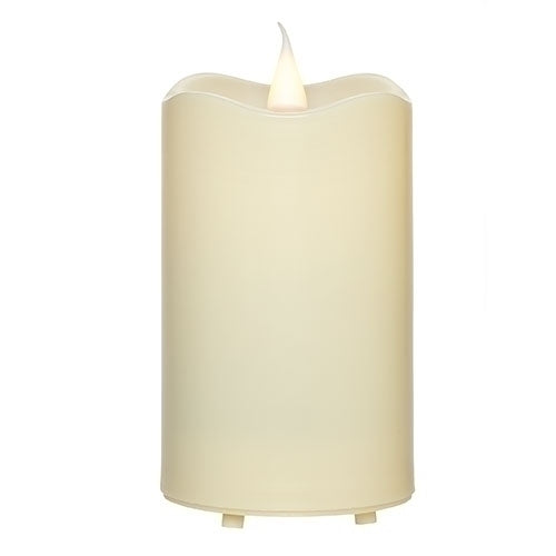Roman Flameless LED Candle 5"H Ivory Outdoor Pillar 3-D Motion