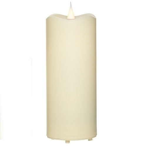 Roman Flameless LED Candle 7"H Ivory Outdoor Pillar 3-D Motion