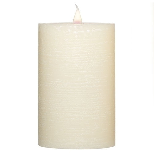 Roman Flameless LED Candle 6"H Ivory Rustic Outdoor Pillar 3-D Motion