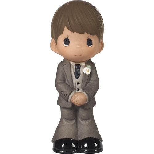 Wedding Cake Topper Groom Figurine, Brown Hair Medium Skin Tone