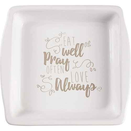 Bountiful Blessings, Eat Well Pray Often Love Always, Ceramic Brownie Pan