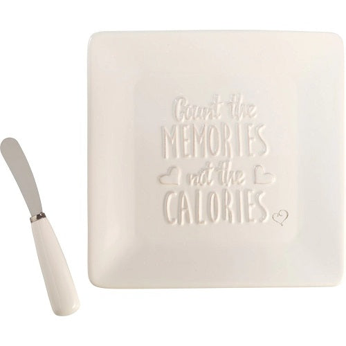 Bountiful Blessings, Count The Memories Not The Calories, Cheese Plate 2-Piece Set With Cheese Knife/Spreader