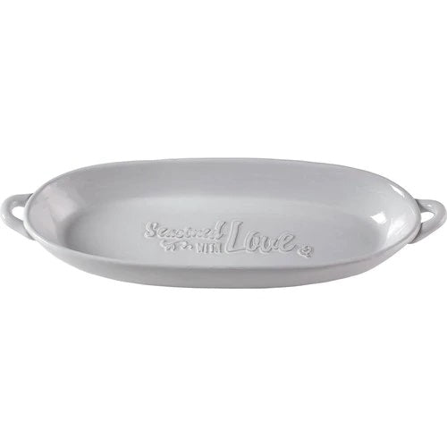 Bountiful Blessings, Seasoned With Love, Ceramic Oval Serving Dish