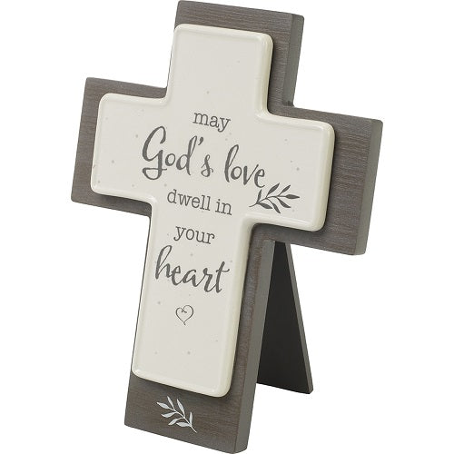 Precious Moments God’s Love Cross Ceramic/Wood